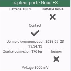 Capteur d'ouverture de porte Nous E3