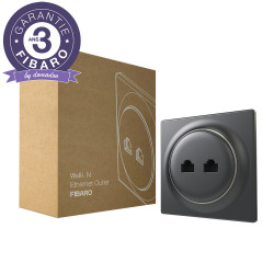 FIBARO - Prise murale 2 ports Ethernet Fibaro Walli N Ethernet Outlet Anthracite