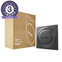 FIBARO - Prise murale 2 ports USB Fibaro Walli N USB Outlet Anthracite