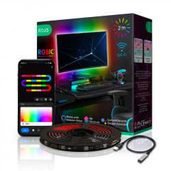 NOUS - Ruban de LED connecté RGB+IC WIFI pour ordinateur (2m)