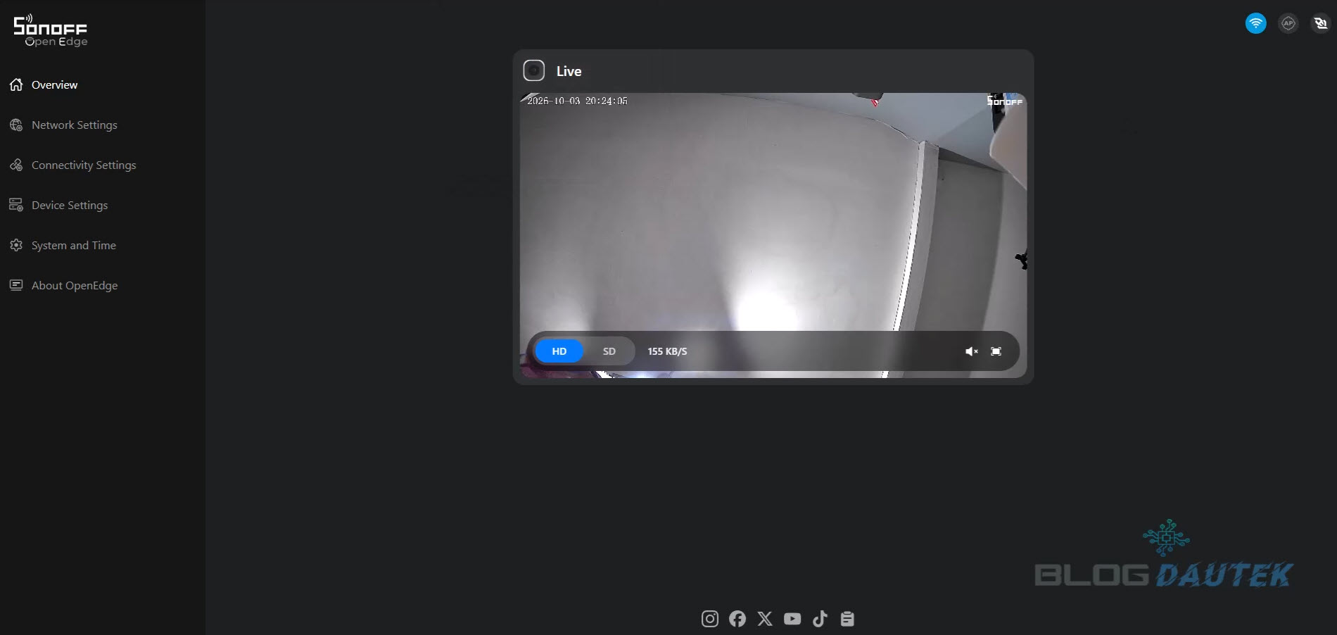 Camera de securite Sonoff GlassView sur Open Edge 2