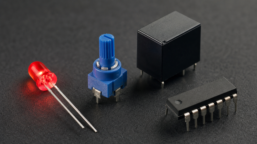 Led potentiometre relais circuit integre