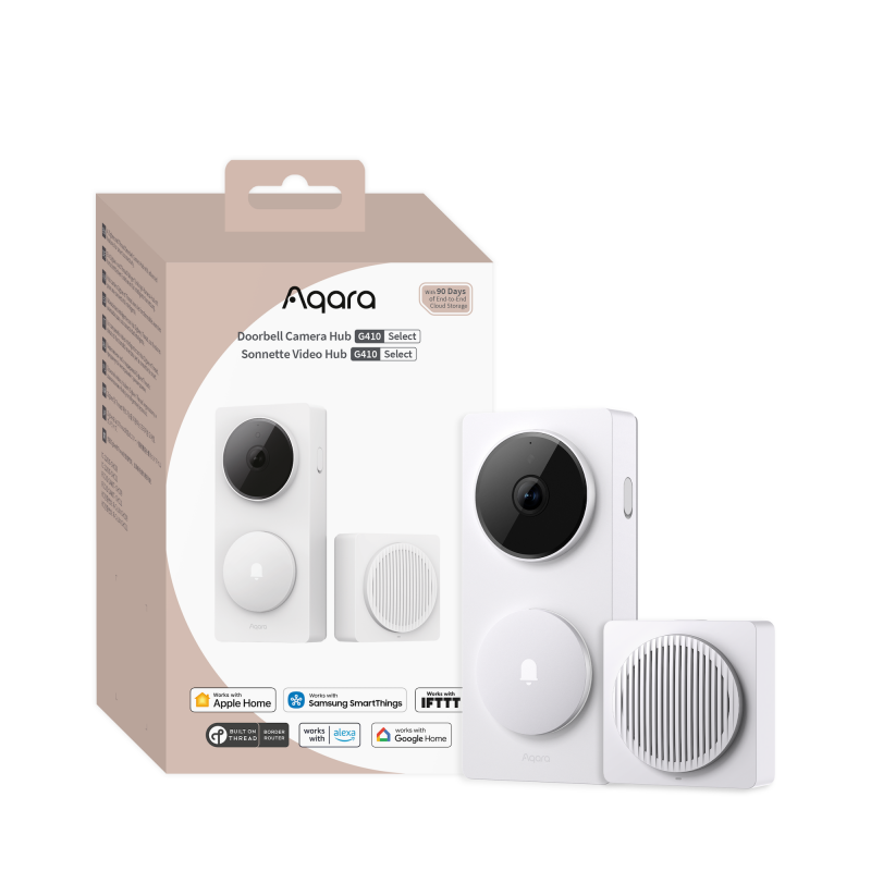 AQARA - Sonnette vidéo intelligente Wi-Fi Aqara Doorbell Camera Hub G410 Select (Blanc)
