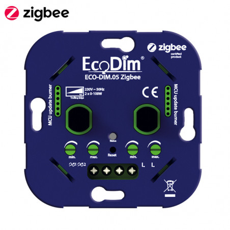 ECODIM - DOUBLE INTERRUPTEUR VARIATEUR ROTATIF ZIGBEE 3.0 2X100W ECO-DIM.05