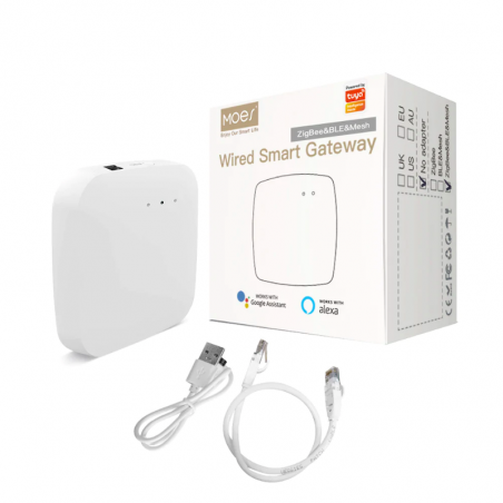 MOES - BOX DOMOTIQUE ZIGBEE + BLUETOOTH TUYA SMART LIFE + ALARME SONORE (VERSION ETHERNET)