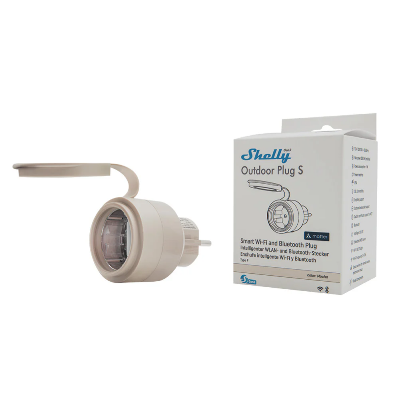 SHELLY - Mini prise intelligente extérieure Wi-Fi Shelly Outdoor Plug S Gen3