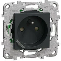 Wiser Unica - Prise 2P+T connectée - 16A - zigbee - Anthracite (NU555954)
